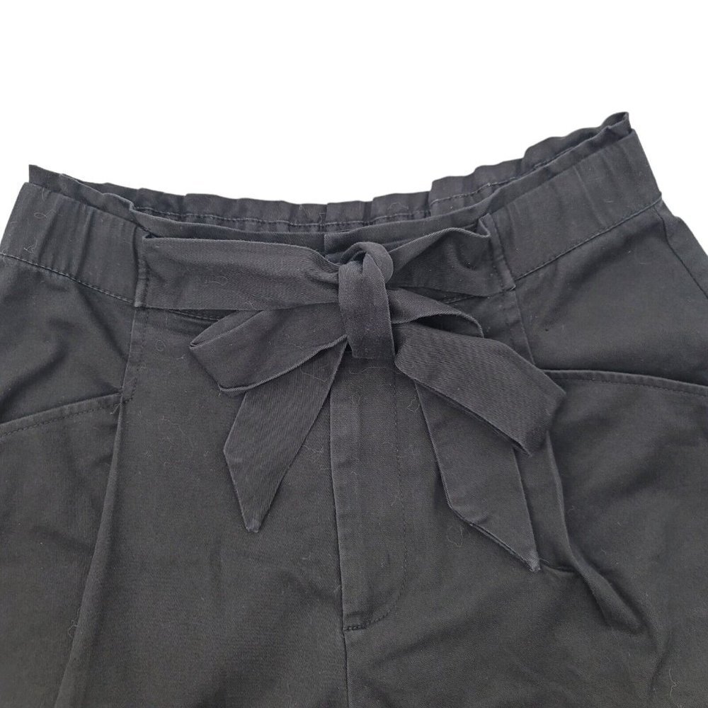 Zara Shorts Womens High Rise Elastic Waist Black Small Bow Knot Tie Pockets - Picture 7 of 10